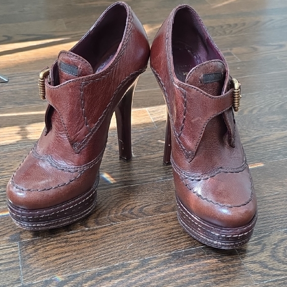Prada Brown Leather Women's Heels - Picture 1 of 4